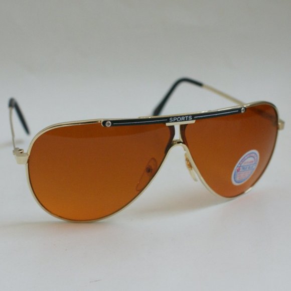 NWT True Vintage "Sports" logo top bar Aviator w/true blue blocker sunglasses - Picture 1 of 2